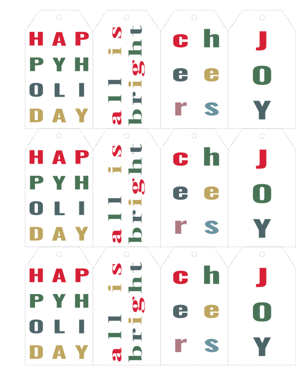 Printable Holiday Day Gift Tags